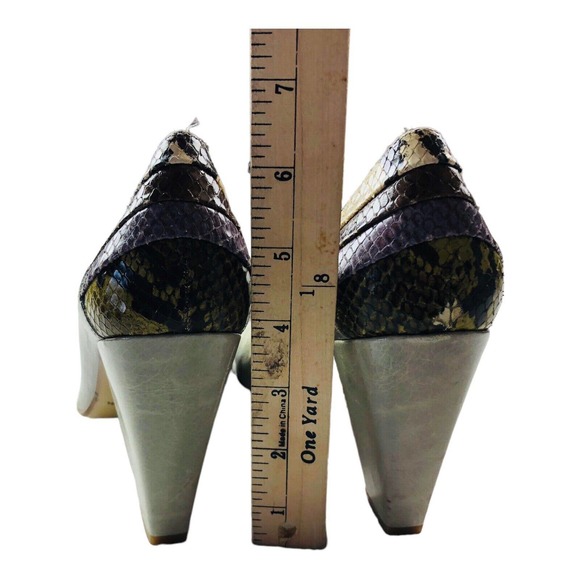 2975 Steve madden sz 10 snake embossed pumps heel colorful patchwork leather - Picture 5 of 7
